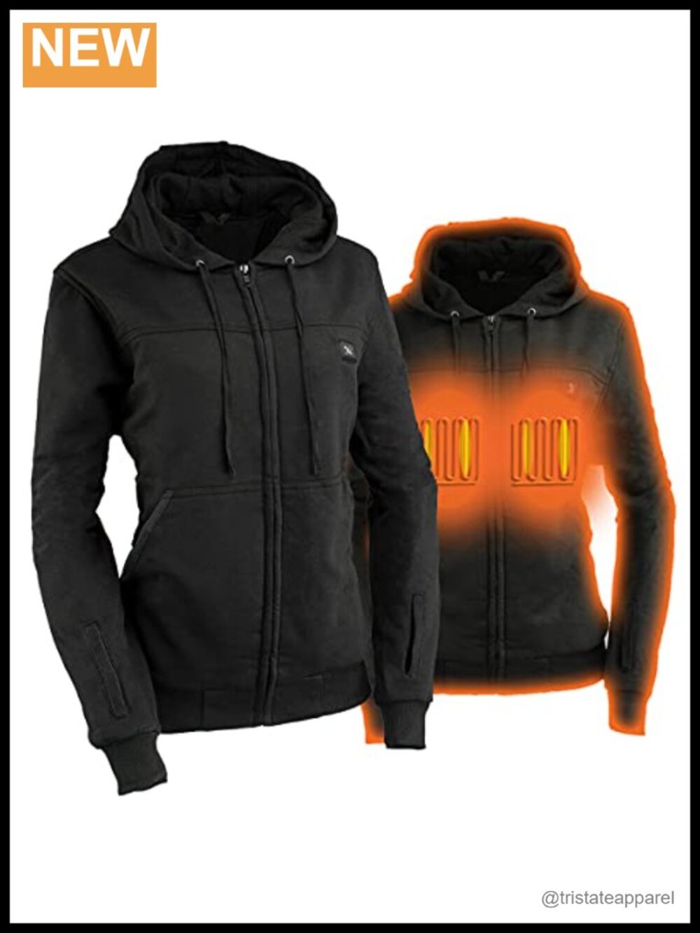 Women's Heated Hoodie Battery Powered with Dual Technology Motorcycle Riding